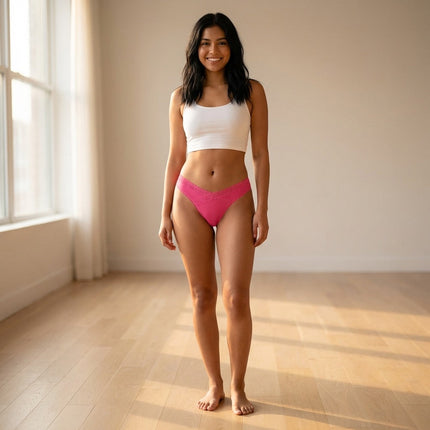 Modal Thong featuring Crossed Lace Trim