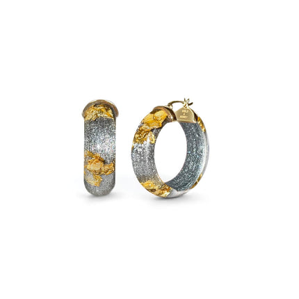 Mini Gold Leaf Lucite Hoop Earrings
