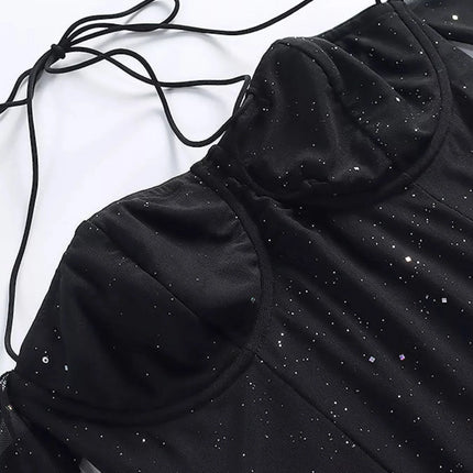 Glitter Mini Dress with Sleeves