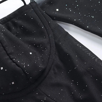 Glitter Mini Dress with Sleeves