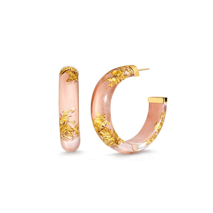 Small Gold Leaf Lucite Hoop Earrings