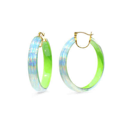 Large Rave Lucite Hoop Earrings