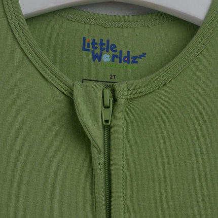 Green Bamboo Zipper Footie