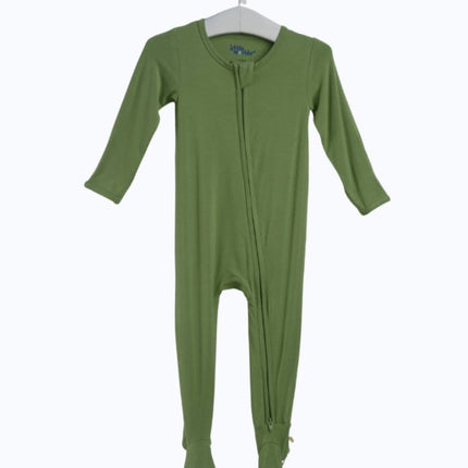Green Bamboo Zipper Footie