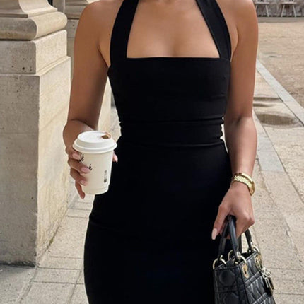 Stylish Halter Neck Bodycon Midi Dress