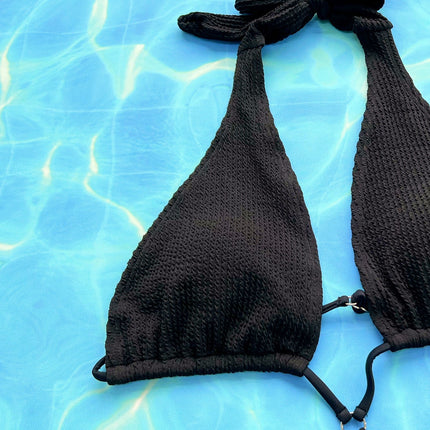 Trendy Halter Neck Side Tie One-Piece Swimsuit