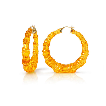 Honey Lucite Bamboo Hoop Earrings