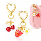 Small Cherry Charm & Strawberry Keychain