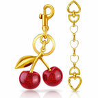 Red Cherry Charm & Bag Extender (White Heart)