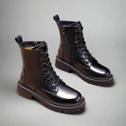 Black Leather Winter Boots for Women | British Martin Style