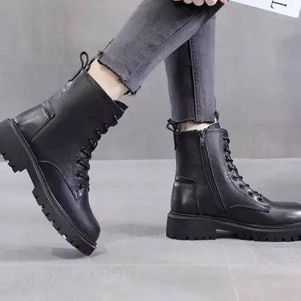 Black Leather Winter Boots for Women | British Martin Style