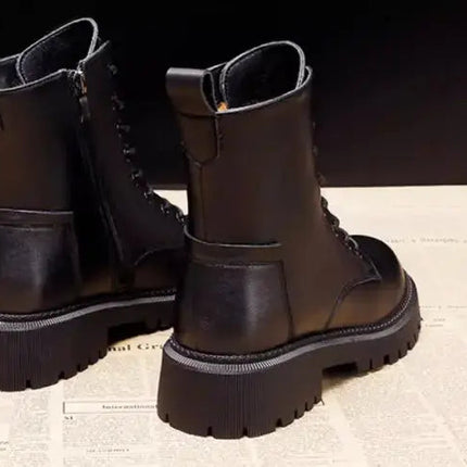 Black Leather Winter Boots for Women | British Martin Style