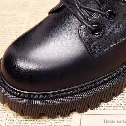 Black Leather Winter Boots for Women | British Martin Style