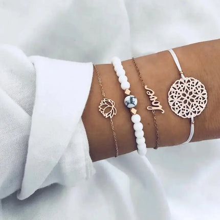 Beaded Chain Bracelet Set for Women