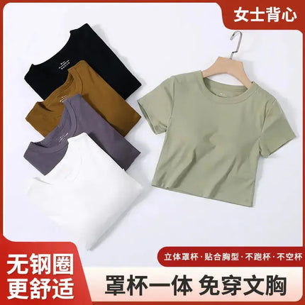 Summer Crop Top with Built-in Bra for Women