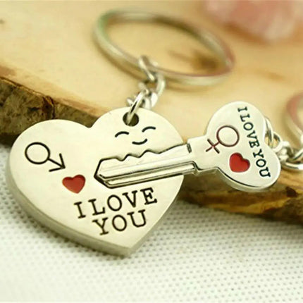 Couple Heart Keychain Set – Matching Love Keyrings for Boyfriend & Girlfriend