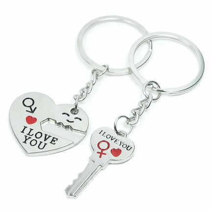 Couple Heart Keychain Set – Matching Love Keyrings for Boyfriend & Girlfriend