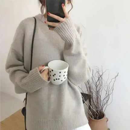 LÁVINE™ women’s oversized knit sweater – Cozy Luxe Slouchy Pullover