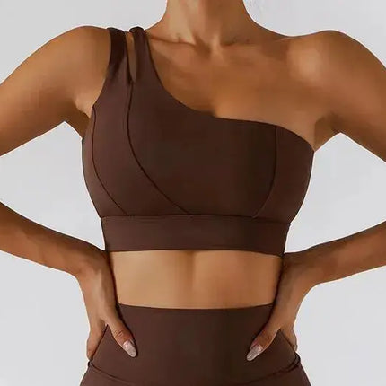 One Shoulder Sports Bra – Flaire™ Ribbed Workout Bra
