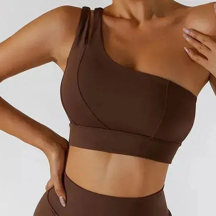 One Shoulder Sports Bra – Flaire™ Ribbed Workout Bra