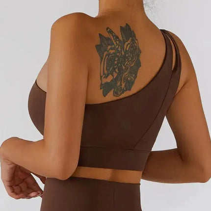One Shoulder Sports Bra – Flaire™ Ribbed Workout Bra