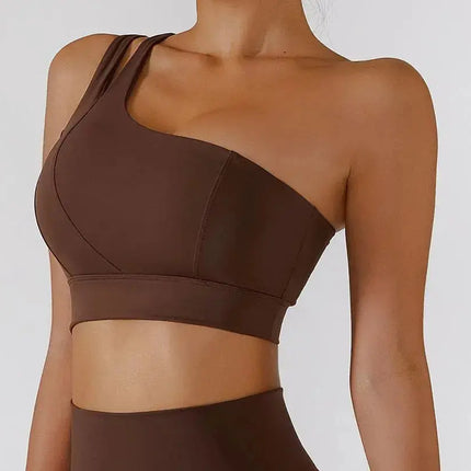 One Shoulder Sports Bra – Flaire™ Ribbed Workout Bra