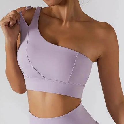 One Shoulder Sports Bra – Flaire™ Ribbed Workout Bra