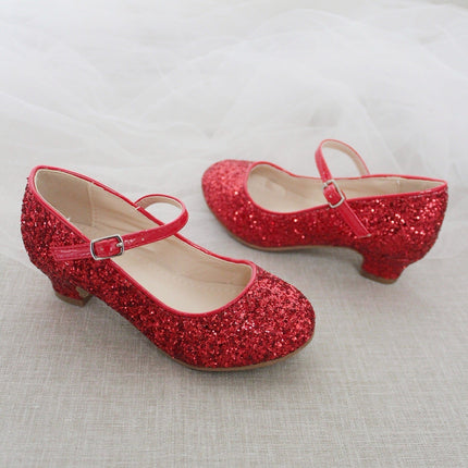 Rock Glitter Mary Jane with Glitter Heels for Girls
