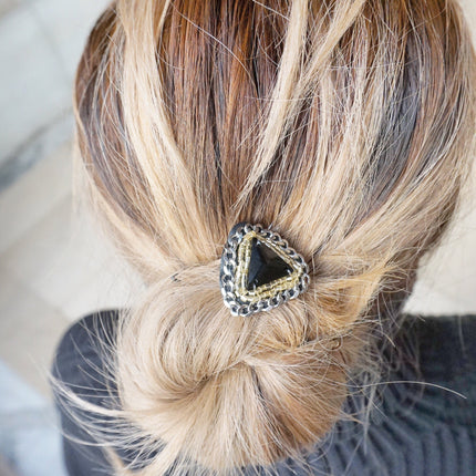 Swarovski Black Onyx Triangle- Hair Tie