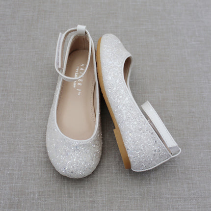 Rock Glitter Ballet Flats with Velcro Ankle Strap