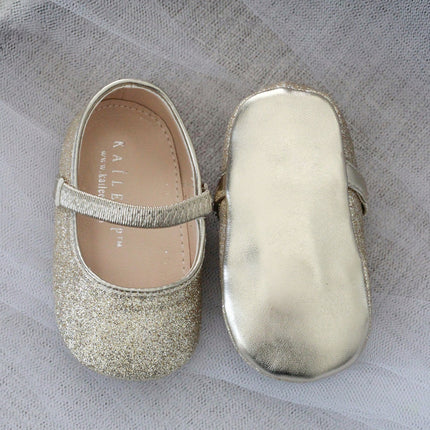 Gold Fine Glitter  Mary Jane Flats
