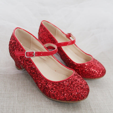 Rock Glitter Mary Jane with Glitter Heels for Girls