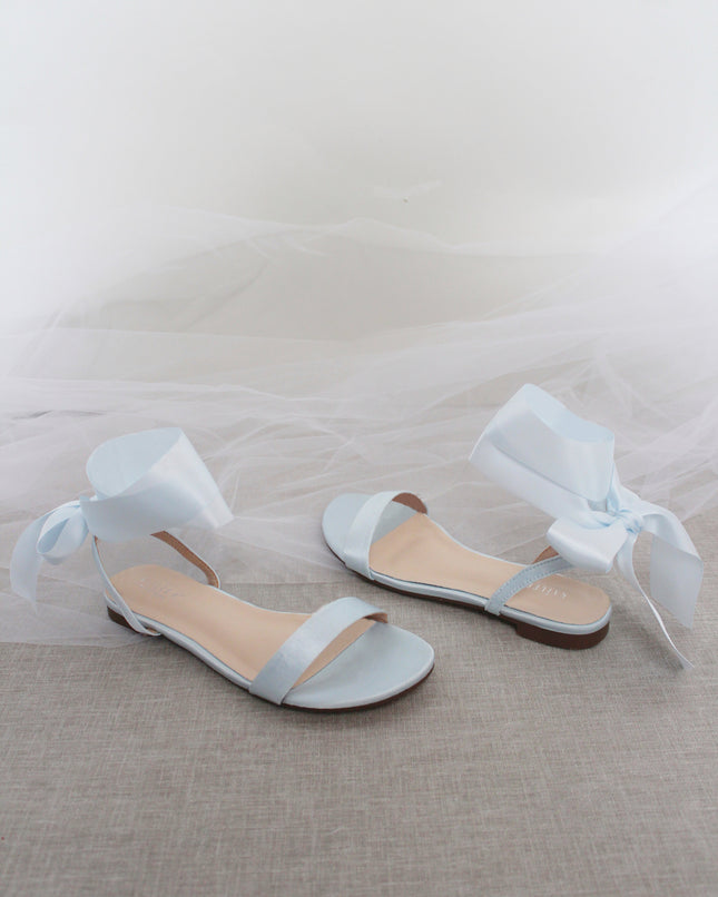 Girls Satin Flat Sandal with Wrapped Satin Tie