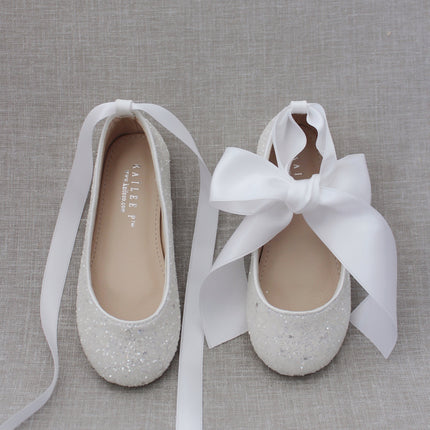 Rock Glitter Ballet Flats With Satin Ankle Strap