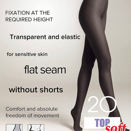 Conte Top Soft 20 Den - Classic Women's Tights Sheer to Waist T-top Low Waist Vitamin E (14С-36СП)