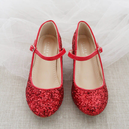Rock Glitter Mary Jane with Glitter Heels for Girls