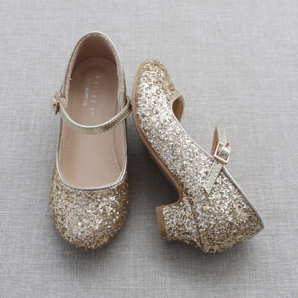 Rock Glitter Mary Jane with Glitter Heels for Girls