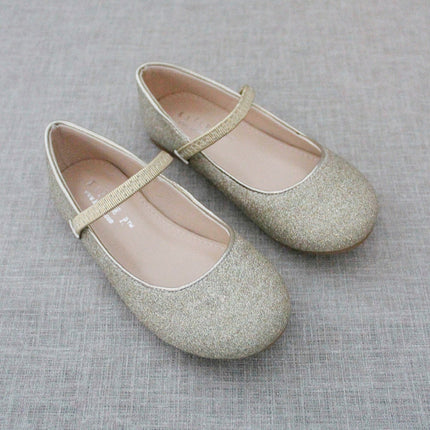 Gold Fine Glitter  Mary Jane Flats