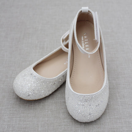 Rock Glitter Ballet Flats with Velcro Ankle Strap