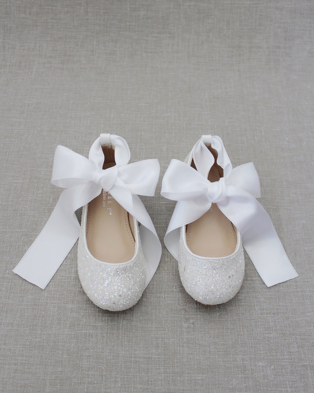 Rock Glitter Ballet Flats With Satin Ankle Strap