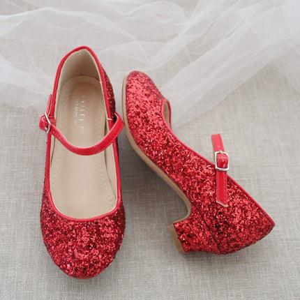 Rock Glitter Mary Jane with Glitter Heels for Girls