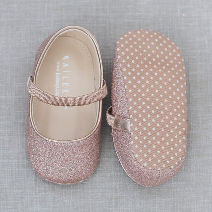 Rose Gold Fine Glitter Mary Jane Flats