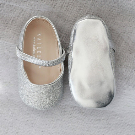 Silver Fine Glitter Mary Jane Flats