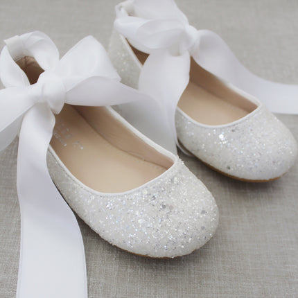 Rock Glitter Ballet Flats With Satin Ankle Strap