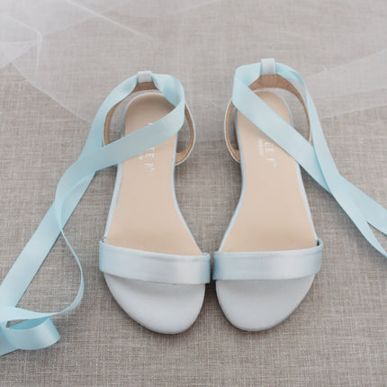 Girls Satin Flat Sandal with Ballerina Lace Up