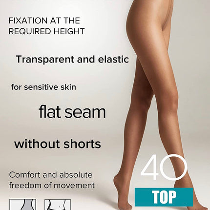 Conte Top 40 Den - Classic Women's Tights Sheer to Waist T-top Low Waist (8С-64СП)