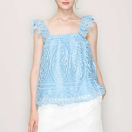 Sleeveless Linen Lace Top