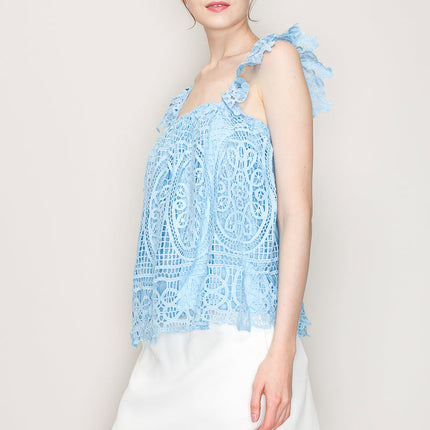 Sleeveless Linen Lace Top
