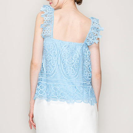 Sleeveless Linen Lace Top