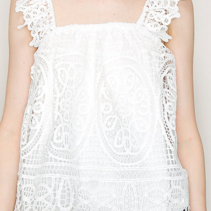 Sleeveless Linen Lace Top